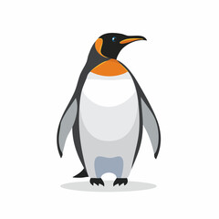 Naklejka premium Cartoon Emperor Penguin Illustration with Unique Markings and Distinctive Features Standing Proudly