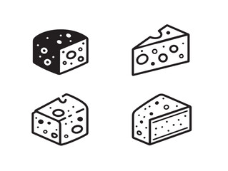 Savory cheese icon collection in minimalist vector design