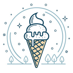 Modern Ice Cream Logo Design – Minimalist Vector Badge for Dessert Shops & Cafés Ice cream logo clipart set. Colorful cone ice cream icon clip art in pictogram style vector illustration color pastel	