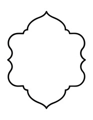 Black outline ornate arabesque frame on white background border decorative