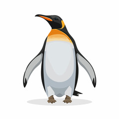 Illustrative depiction of an emperor penguin standing, emphasizing its unique coloration and posture