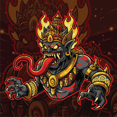 Obraz premium Illustration of a Mythical Demon King with Fiery Crown and Piercing Gaze