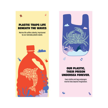 Plastic Bottles and Bags Become Prisons Beneath the Waves for Marine Wildlife