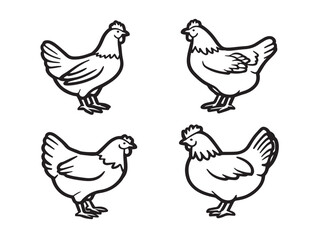 Delicious chicken food icons in outlined vector artwork