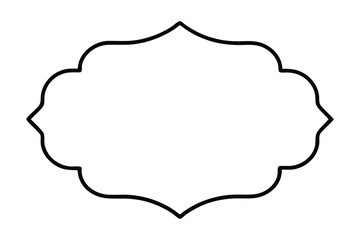 Black outline ornate decorative frame with scalloped edges on white background border