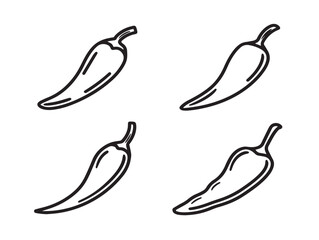 Red hot chili symbols in stylish vector illustration