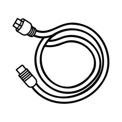 Black coiled cable with connectors wire electronic