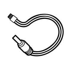 Black electronic cable with connectors white wire