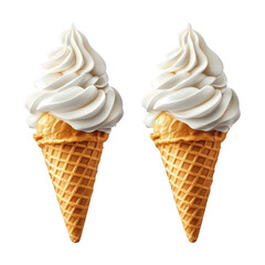  Ice cream cones isolated on transparent background. 