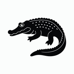 Alligator Crocodile Reptile Silhouette Wildlife Design Vector Illustration