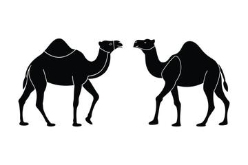 Camel Silhouettes Desert Animal Wildlife Graphic Vector Illustration