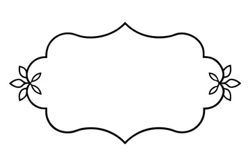 Black silhouette ornate floral border frame with empty space for text decoration