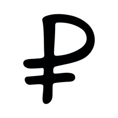 Obraz premium Hand drawn russian ruble currency symbol. Brush stroke doodle. Single element for design