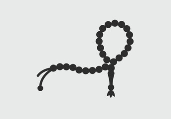 Minimalist icon of prayer beads. A simple silhouette representing a rosary or tasbih for spiritual meditation and devotion.