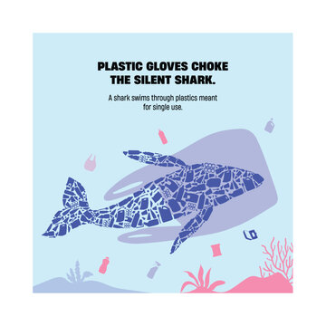Plastic Gloves Choke the Silent Shark &ndash; A Visual Protest on Single-Use Waste in Oceans