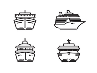 Cruise ship icon vector illustrations in flat style