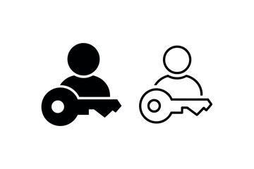 User account access and security icon with key and person silhouette