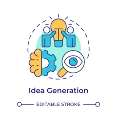  Idea generation multi color concept icon. Brainstorming, research, observation of feedbacks. Innovation funnel. Round shape line illustration. Abstract idea. Graphic design. Easy to use in brochure © bsd studio