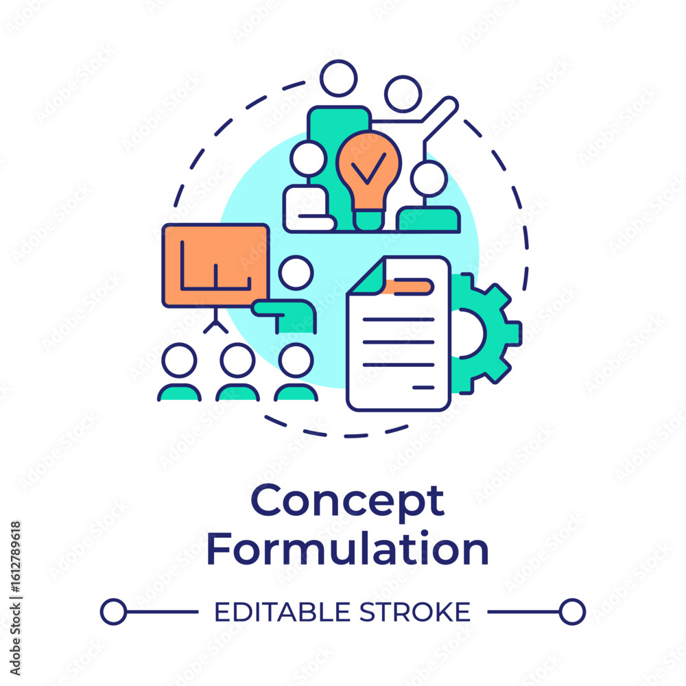 Poster concept formulation multi color concept icon. potential application. technology readiness level. res