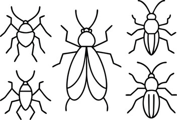 Minimal Line Icon Set: Insects and Bugs Collection