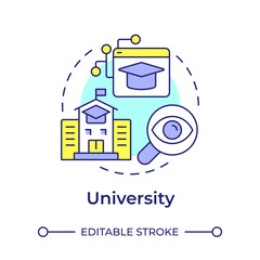 University multi color concept icon. Knowledge producers and talent developers facility. Triple helix model. Round shape line illustration. Abstract idea. Graphic design. Easy to use in brochure