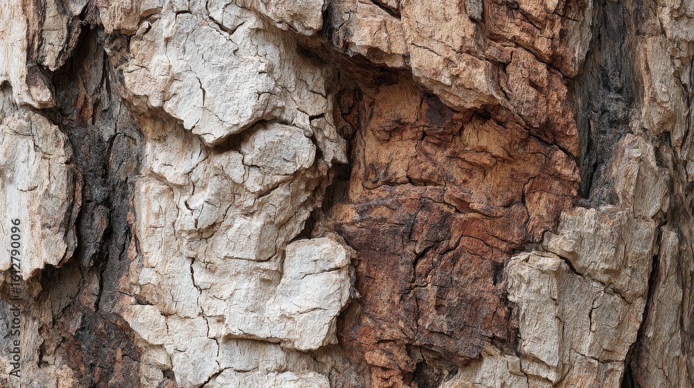 Aufkleber intricate patterns of textured bark are visible on an ancient tree in a forest. the close-up reveals