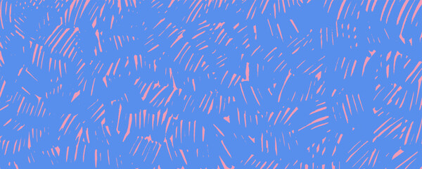 Funky crayon drawn crosshatch background. Blue and pink graphic texture with messy short lines.