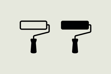 Two paint rollers one white and one black isolated on a neutral background