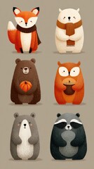 Adorable woodland animals gathered together in a cozy autumn setting showcasing friendship and seasonal charm