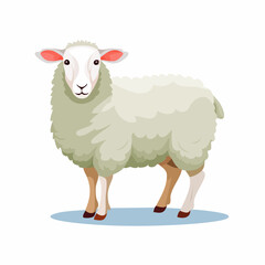 Cartoon sheep illustration: A cute and fluffy farm animal portrait on white background