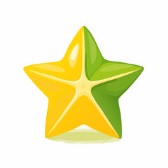 Obraz premium Vibrant Star Fruit Illustration with a Half-and-Half Color Scheme and Shadow