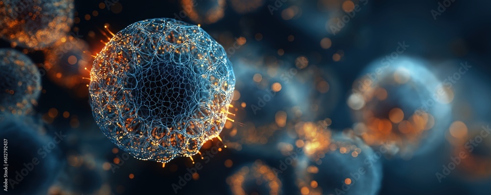 Aufkleber a detailed 3d rendering of a virus particle showing a complex outer surface with spike proteins, set