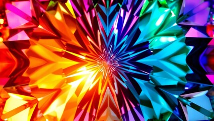 Vibrant rainbow gemstone facets exploding with light