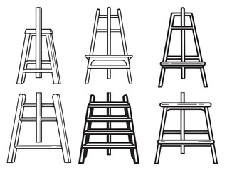 Artistic easel icon pack in minimal vector style