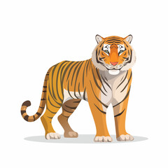 Obraz premium Majestic Tiger Cartoon Illustration with Bold Stripes on a Clean White Background
