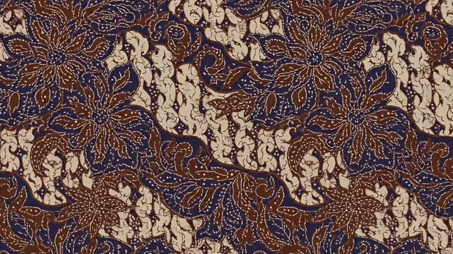 This intricate textile design showcases a captivating pattern of swirling floral motifs.