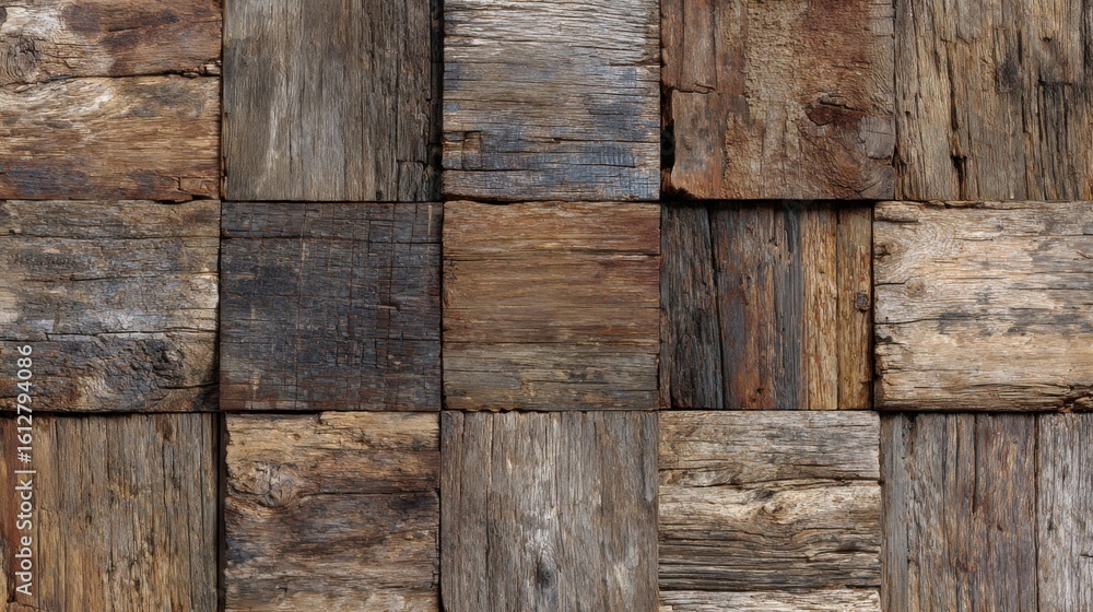 Poster intricate patterns of assorted wooden planks are displayed, highlighting their unique textures and c