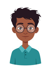 Fototapeta premium South Asian Boy with Glasses Portrait Vector Illustration