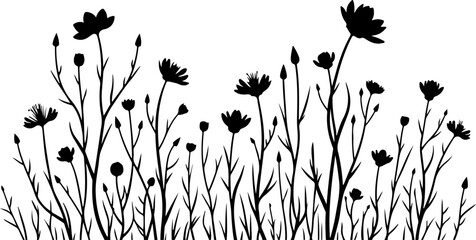 Wildflowers in Bloom" floral, flowers art vector bundle