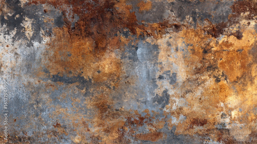 Poster a close-up view displays a weathered metal surface featuring rich rust colors and patterns. the text