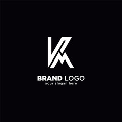 Creative M and K Letter Monogram Logo with Black Background.