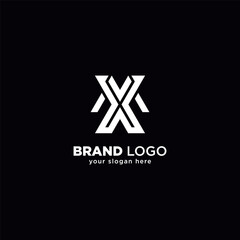 Creative M and X Letter Monogram Logo with Black Background.