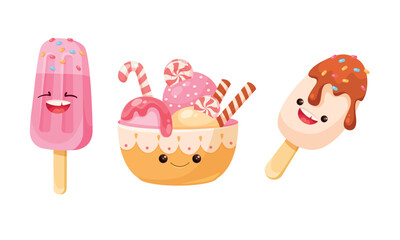 Adorable and Delectable Ice Cream Treats Illustrated in a Colorful Cartoon Style