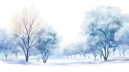 Fototapeta premium Sunlit Winter Forest Panorama with Bright Snowy Landscape Scene