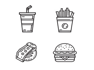 Delicious fast food burger icon in line drawing