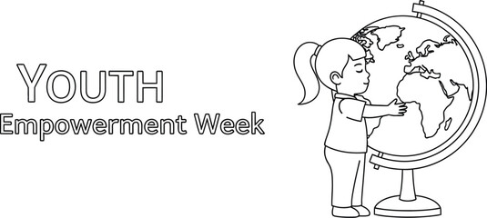 Vector art of a girl hugs a globe during youth empowerment week