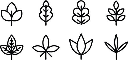 Minimal Leaf and Plant Line Icons Set
