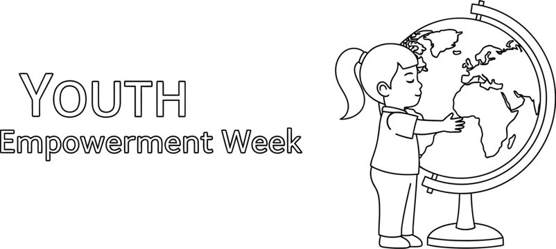 Vector art of a girl hugs a globe during youth empowerment week - Powered by Adobe