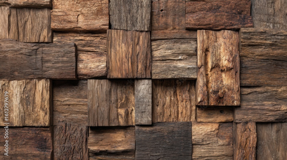 Aufkleber a carefully arranged assortment of wooden panels displays various shades and textures, creating an i