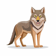 Fototapeta premium Cartoon wolf illustration: A friendly depiction of a wild canine with a gentle expression
